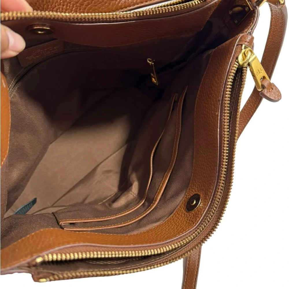 Lauren Ralph Lauren Brown and Gold Satchel - Picture 11 of 12
